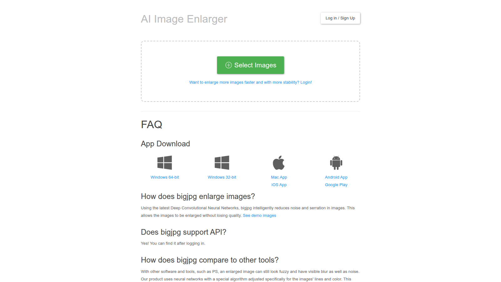 Bigjpg AI Image Enlarger hero image